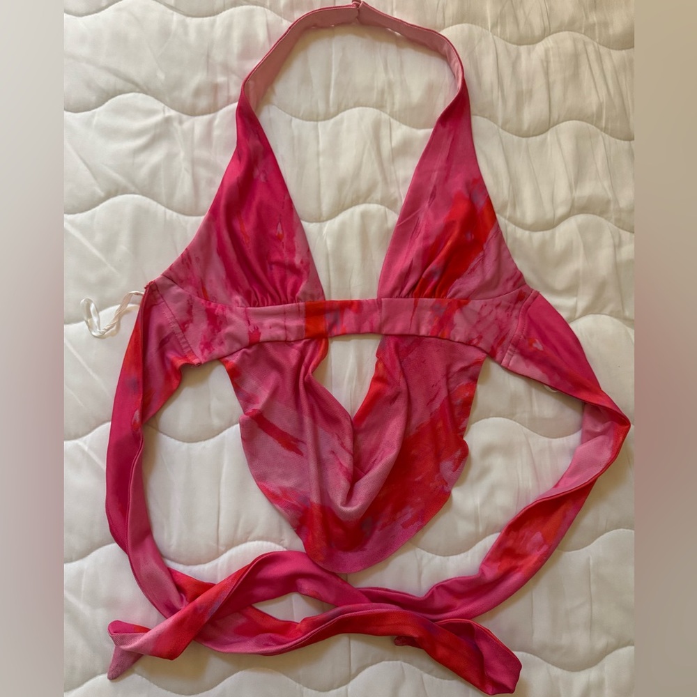 WHITE FOX xs Pink Tie-Dye Women's halter wrap top
